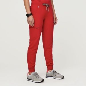 FIGS Zamora Jogger Scrub Pants- Pop Red